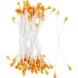 Bloemmeeldraden, L: 6,4 cm, d 2 mm, metallic oranje, 100 stuk/ 1 doos