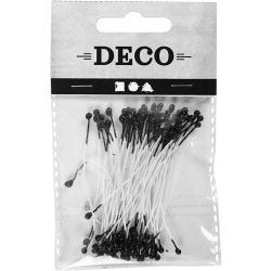 Bloemmeeldraden, L: 6,4 cm, d 2 mm, zwart, 100 stuk/ 1 doos