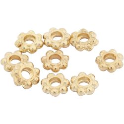 Spacer kralen, d 6 mm, gatgrootte 2 mm, verguld, 100 stuk/ 1 doos