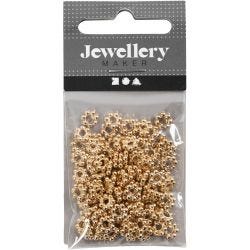 Spacer kralen, d 6 mm, gatgrootte 2 mm, verguld, 100 stuk/ 1 doos