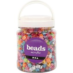 Figuur Kralen, d 10 mm, gatgrootte 3 mm, diverse kleuren, 380 gr, 700 ml/ 1 Doosje