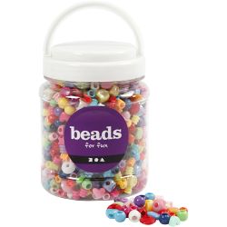 Plastic Kralen, afm 6-20 mm, gatgrootte 1,5-6 mm, 390 gr, 700 ml/ 1 Doosje