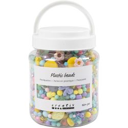 Plastic kralen, d 5-35 mm, gatgrootte 1-8 mm, diverse kleuren, 700 ml/ 1 Doosje
