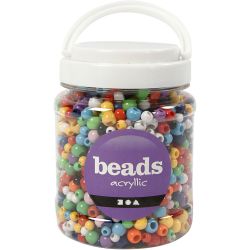 Pony kralen, d 6-10 mm, gatgrootte 3-5 mm, diverse kleuren, 430 gr, 700 ml/ 1 Doosje