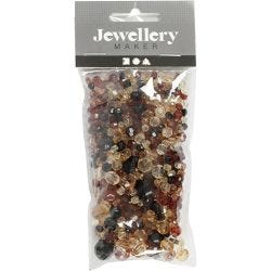 Facettperler, str. 4-12 mm, hullstr. 1-2,5 mm, gylden, 50 g/ 1 pk.