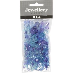 Facet kralen, afm 4-12 mm, gatgrootte 1-2,5 mm, blauw harmonie, 45 gr/ 1 doos