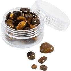 Kristallen kralen, Tijgeroog, d 7-12 mm, gatgrootte 1 mm, bruin, 63stuk/ 1 doos