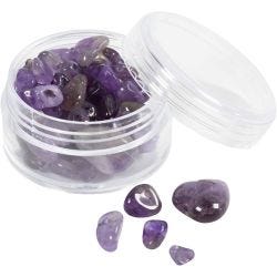 Kristallen kralen, Amethist, 7-12 mm, 1 mm, paars, 63stuk/ 1 doos