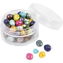 Zoetwaterparels, 5-6 mm, 0,5 mm, parelmoer kleuren, 60stuk/ 1 doos