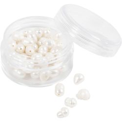 Zoetwaterparels, Overdwars geperforeerd, 4-6 mm, 1 mm, parelmoer, 55stuk/ 1 doos