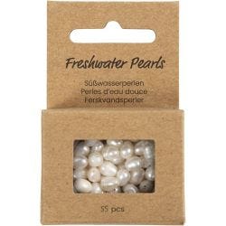 Zoetwaterparels, Overdwars geperforeerd, d 4-6 mm, gatgrootte 1 mm, parelmoer, 55 stuk/ 1 doos