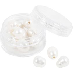 Zoetwaterparels, In de lengte geperforeerd, d 9-11 mm, gatgrootte 2 mm, parelmoer, 13stuk/ 1 doos