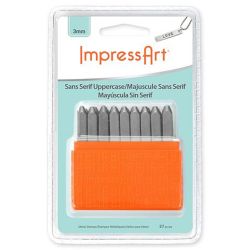 Embossing stempels, Font: Sans Serif , afm 3 mm, 27 stuk/ 1 set