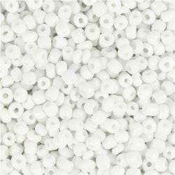 Rocailles, d 3 mm, afm 8/0, gatgrootte 0,6-1,0 mm, wit, 25 gr/ 1 doos