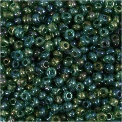 Rocailles, d 3 mm, afm 8/0, gatgrootte 0,6-1,0 mm, groen glans, 25 gr/ 1 doos