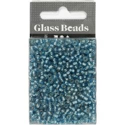 Rocailles, d 3 mm, afm 8/0, gatgrootte 0,6-1,0 mm, helder turquoise, 25 gr/ 1 doos