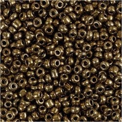 Rocailles, d 3 mm, afm 8/0, gatgrootte 0,6-1,0 mm, brons, 25 gr/ 1 doos