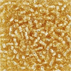 Rocailles, d 3 mm, afm 8/0, gatgrootte 0,6-1,0 mm, goud, 25 gr/ 1 doos