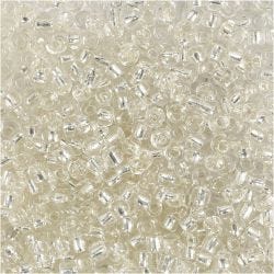Rocailles, d 3 mm, afm 8/0, gatgrootte 0,6-1,0 mm, zilver, 25 gr/ 1 doos