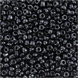 Rocailles, d 3 mm, afm 8/0, gatgrootte 0,6-1,0 mm, metallic zwart, 25 gr/ 1 doos