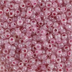 Rocailles, d 3 mm, afm 8/0, gatgrootte 0,6-1,0 mm, roze, 25 gr/ 1 doos