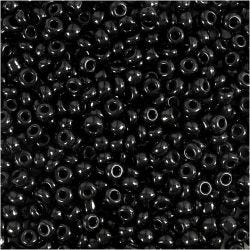 Rocailles, d 3 mm, afm 8/0, gatgrootte 0,6-1,0 mm, zwart, 25 gr/ 1 doos