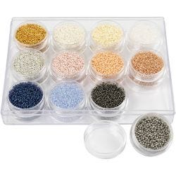 Rocailles, 1,7 mm, 15/0, 0,5-0,8 mm, pastelkleuren, 12x15gr/ 1 doos