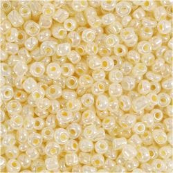 Rocailles, d 3 mm, afm 8/0, gatgrootte 0,6-1,0 mm, ivoor, 25 gr/ 1 doos