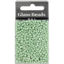 Rocailles, d 3 mm, afm 8/0, gatgrootte 0,6-1,0 mm, lichtgroen, 25 gr/ 1 doos