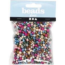 Rocaille Seed Beads, dia. 5 mm, size 4/0, hole size 1,2 mm, metallic colours, 130 g/ 1 pack