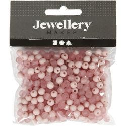 Plastic Kralen, d 6 mm, gatgrootte 2 mm, roze, 40 gr/ 1 doos