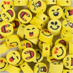 Figuurkralen, Emoji, d 10 mm, gatgrootte 1,5 mm, 60stuk/ 1 doos