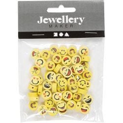 Figuurkralen, Emoji, d 10 mm, gatgrootte 1,5 mm, 60 stuk/ 1 doos