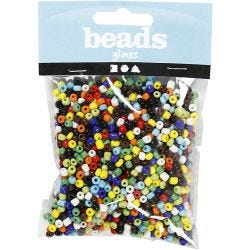 Rocaille Seed Beads, dia. 4 mm, size 6/0, hole size 0,9-1,2 mm, assorted colours, 130 g/ 1 pack
