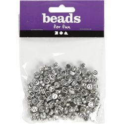 Letterkralen, d 7 mm, gatgrootte 1,2 mm, zilver, 21 gr/ 1 doos