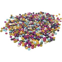 Rocailles, afm 3 mm, gatgrootte 0,6 mm, parelmoer kleuren, 1000 gr/ 1 zak