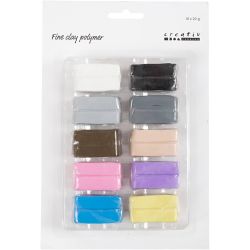 Fijne Polymeerklei, pastelkleuren, 10x20gr/ 1 doos
