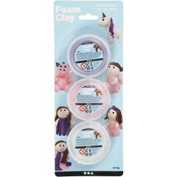 Foam Clay®, glitter,metallic, roze, paars, wit, 3x14 gr/ 1 doos