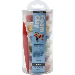 Foam Clay®, metallic, sterke kleuren, 6x14 gr/ 1 doos