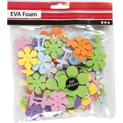 EVA Foam vormen, afm 10-60 mm, dikte 2 mm, diverse kleuren, 100 div/ 1 doos