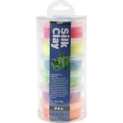 Silk Clay®, neon kleuren, 6x14 gr/ 1 doos
