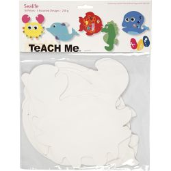 Zeedieren, H: 18,5-26 cm, B: 15-29 cm, 230 gr, wit, 16 stuk/ 1 doos