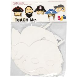 Piratenmaskers, H: 16-26 cm, B: 17,5-26,5 cm, 230 gr, wit, 16 stuk/ 1 doos