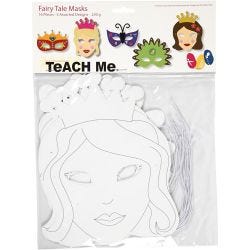 Sprookjesmaskers, H: 13,5-25 cm, B: 17-25 cm, 230 gr, wit, 16 stuk/ 1 doos