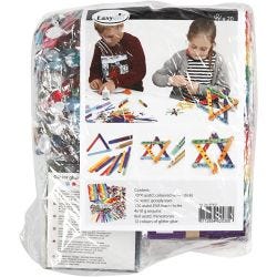Glitter en houten stokjes, diverse kleuren, 1 set