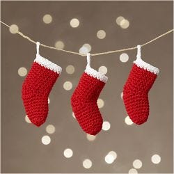 Mini Hobbyset Haken, Kerstsokken, rood/wit, 1 doos