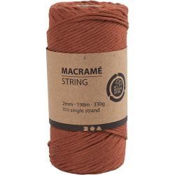 Macramé Koord, L: 198 M, d 2 mm, burnt orange, 330 gr/ 1 rol