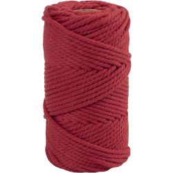Macramé koord, L: 55 M, d 4 mm, rood, 330 gr/ 1 rol