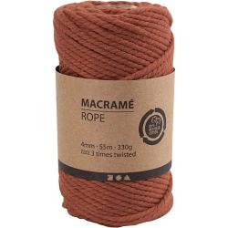 Macramé koord, L: 55 M, d 4 mm, burnt orange, 330 gr/ 1 rol