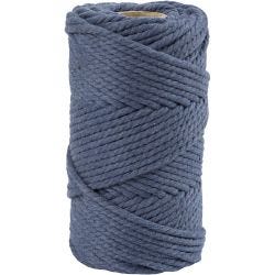Macramé koord, L: 55 M, d 4 mm, blauw, 330 gr/ 1 rol